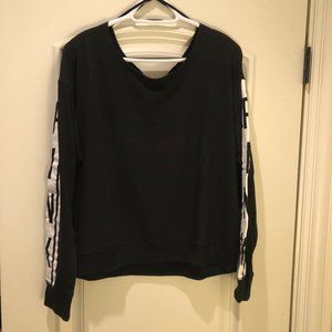 PINK Victoria's Secret Black Crewneck with Logo Detailing on Arm Size L